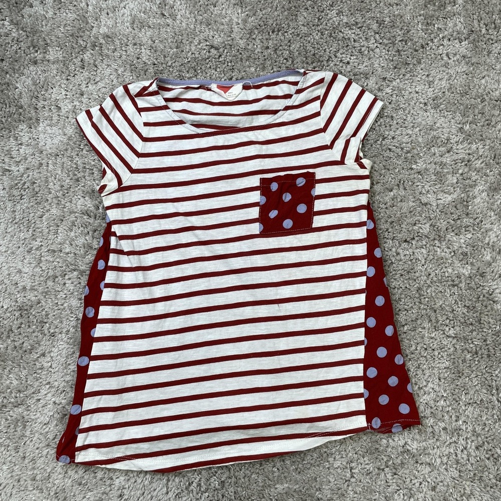 Anthropologie Shirt Womens XS Striped Dot Block Pocket Unique Made USA Top